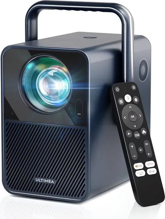 ULTIMEA Poseidon E40 Projektor 1000 ANSI Lumen Nativ 1080P, 4K Unterstützt, Android TV 11.0 & Netflix, Autofokus & 6D Auto Trapezkorrektur, 1920 x 1080 px, Dolby Audio, Heimkino Projektor