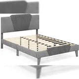 Costway Polsterbett 200 x 140 cm, Doppelbett mit Lattenrost & Kopfteil, Gepolstertes Bettgestell,