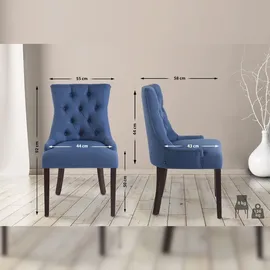 CLP 2er Set Esszimmerstuhl Aberdeen Stoff antik/blau