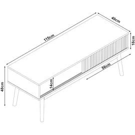 [en.casa] Landskrona Fernsehtisch 115x40x48 cm Eicheoptik MDF/Spanplatte