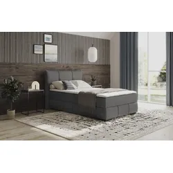 Boxbett INOSIGN "Brewdley mit Bettkasten, inkl. Matratze", grau (dolce 16 graphite), B:145cm L:215cm, Komplettbetten, Topper und Zierkissen, in verschiedenen Härtegraden verfügbar