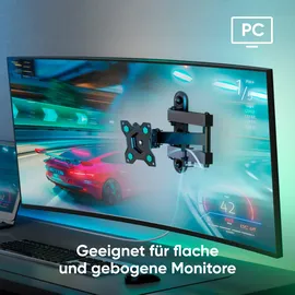 ONKRON Vollbewegliche Wandhalterung für TV oder Monitor 10-35 max. 20 kg, Schwarz R4