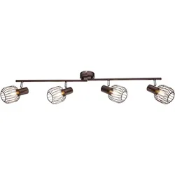Deckenleuchte Wohnzimmer Spotleiste braun Esszimmerleuchte verstellbar, Metall bronze, Gitter Design, 4x E14, LxH 84x19 cm