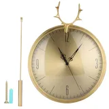 Fdit Wanduhr, Vollmessing-Geweih-Pendeluhr, Elegante Wandbehang-Uhr, Wanddekoration