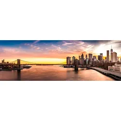 EUROART Glasbild 33 x 98 cm New York City Glas Orange
