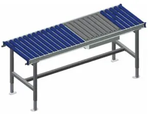 Rocholz Rollenbahntisch mit Waage SYSTEM 2000 1955x640x710-960 mm mit Kurbelverstellung