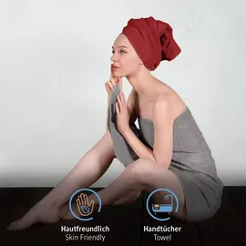 Komfortec Handtuchset 8-tlg. anthrazit/rot