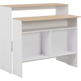 vidaXL Bartisch 130 x 40 x 120 cm Weiß/Eichefarben
