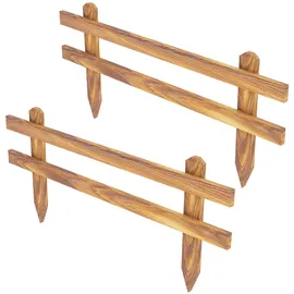 [en.casa] Zaun-Set 100 x 40 cm Beige/Holz