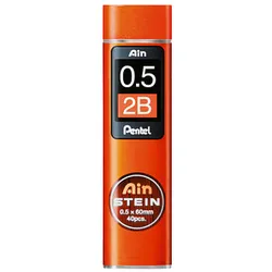 Pentel Ain Stein C275 Feinminen-Bleistiftminen schwarz 2B 0,5 mm, 40 St.