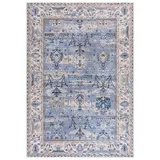 mazovia Teppich Blau Boho Rahmen, Pflanzlich - Wohnzimmer, Schlafzimmer, Esszimmer, Büro - Maschinenwaschbar - Kurzflor Rechteckig mit Oeko-TEX®, Rahmen Orientalisch - 160x230 cm