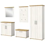inn.furn Garderobe Set 5-teilig weiß Lärche 285 cm, Landhaus-Stil Mirano