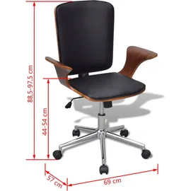 vidaXL Bürostuhl Bugholz Kunstleder Braun