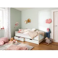 OTTO home Bettschubkasten OTTO HOME "Janne", weiß (weiß, natur), B:94cm H:20cm, Schubladen, Bettschubkasten, 2er Set, Kiefernholz und MDF, Breite je Schubkasten 97 cm