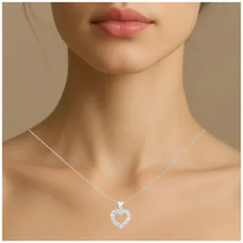 vira jewels Kette mit Anhänger 925 Sterling Silber rhodiniert weiß