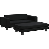 vidaXL Kindersofa mit Hocker, Couch für Kinder, Kindercouch mit runden Kanten, Kindersessel Minisofa Polstersofa Kindermöbel Sofa Kinderzimmer, Schwarz Kunstleder