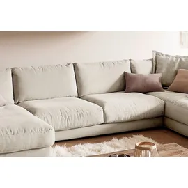 KAWOLA Wohnlandschaft U-Form Madeline Cord Longchair links cremeweiß