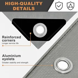 Woltu Abdeckplane wasserdicht Plane mit Ösen 140 g/m2 PE Schutzplane UV-beständig wetterfest reißfest Abdeckung für Gartenmöbel Pool Holz