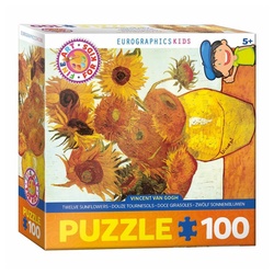 EUROGRAPHICS Puzzle Zwölf Sonnenblumen in einer Vase von van Gogh, 100 Puzzleteile bunt