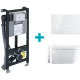 Duravit SensoWash Starck f Wand-Dusch-WC Plus Compact, mit Vorwandelement, mit Betätigungsplatte, 650000012004320+WD1014000000+WD5003012000, Compact