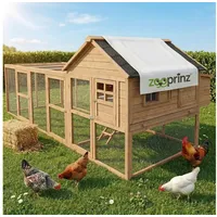 zooprinz Hühnerstall Happy Huhn XXL 300 x 121 x 152 cm braun