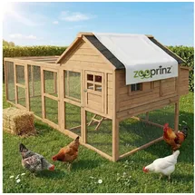 zooprinz Hühnerstall Happy Huhn XXL 300 x 121 x 152 cm braun