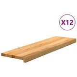 vidaXL Treppenstufen 12 Stk. Hellbraun 90x25x2 cm Massivholz Eiche