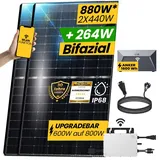 EPP.Solar® 880W Balkonkraftwerk mit Speicher - Komplettset mit 2x440W Bifaziale Solarmodule, HMS-800W-2T WIFI Wechselrichter, Anker SOLIX Solarspeicher -Photovoltaik Komplettanlage