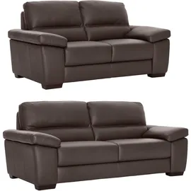 Calia Italia Polstergarnitur CALIA ITALIA "Gaia, hochwertige Garnitur aus 2-Sitzer und 3-Sitzer, edles Design", braun (braun,), Leder BULL, Leder SORRENTO - 100% Leder;Leder BULL - 100% Leder, Sitzmöbel-Sets, Ledergarnitur, in zwei hochwertigen Lederqualitäten