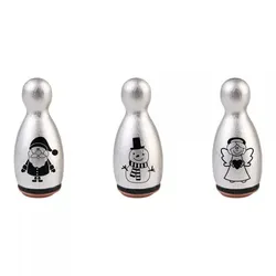 HEYDA Holzstempel-Figuren Set "Weihnachten" – Silber (3 Stück - Ø 12