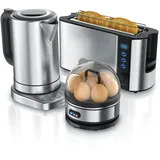 Arendo Frühstücks Set in Edelstahl Optik - Wasserkocher / Toaster / Eierkocher