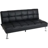 Mendler Sofa HWC-K21, Klappsofa Couch Schlafsofa, Nosagfederung Schlaffunktion Liegefläche 181x107cm - Kunstleder, schwarz