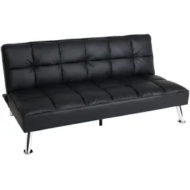 Mendler Sofa HWC-K21, Klappsofa Couch Schlafsofa, Nosagfederung Schlaffunktion Liegefläche 181x107cm ~ Kunstleder, schwarz