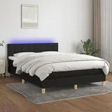 vidaXL Boxspringbett mit Matratze & LED Schwarz 140x200 cm Stoff