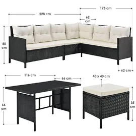 Juskys Manacor Lounge-Set schwarz/beige