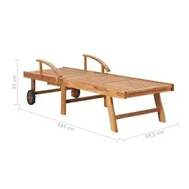 vidaXL Sonnenliegen 2 Stk. mit Tisch und Auflagen Massivholz Teak