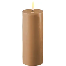 Deluxe Homeart LED Stumpenkerze Real Flame karamell, Ø5 x H12,5cm, karamell
