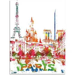 Wandbild ARTLAND "Paris Grafik", bunt (farbe bild(er): bunt), B:45cm H:60cm, Bilder, als Alubild, Outdoorbild, Poster in verschied. Größen