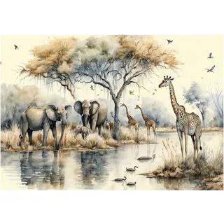 WallArena Vlies Fototapete Dschungel Tiere Wald Safari Kinder 254x184 cm