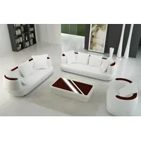 Xlmoebel Sofa Designer Ledersofa Garnitur 3+2+1 Couchgarnitur Sofas Couch, Hergestellt in Europa weiß