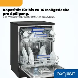 Exquisit GSP9616-450B Geschirrspüler (unterbauhähig, 598 mm, Schwarz)