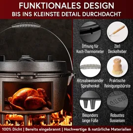 gusskönig Dutch Oven Set 7 l Gusseisen schwarz