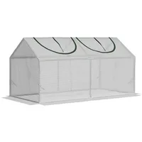 MC Star Foliengewächshaus mit Fenster, PE Treibhaus, Tomatenhaus, Frühbeet, 120x60x60 cm, Weiß weiß