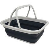 SAMMART 9,2 l zusammenklappbare Wanne mit Griff – tragbarer Picknickkorb für den Außenbereich – Faltbare Einkaufstasche – platzsparender Aufbewahrungsbehälter (Grau/Schiefergrau, 1)
