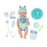 BABY born 824375 Soft Touch Boy Brown Eyes Puppe mit lebensechten Funktion und viel Zubehör, bewegliche Gelenke und weiche Soft-Touch-Oberfläche, 43 cm