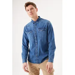 Jeanshemd GARCIA, Herren, Gr. S, N-Gr, blau (medium used), Denim/Jeans, Obermaterial: 100% Baumwolle, Langarm, Hemden