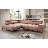 Luxusbetten24 Schlafsofa Designer Sofa Ceora L in Echtleder, mit elektrischer Schlaffunktion und verstellbarerer Rückenlehne rosa