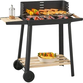 casa.pro Holzkohlegrill Ari 78 x 86 x 30 cm Schwarz/Holz