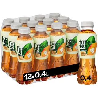 Fuze Tea Schwarzer Tee Pfirsich Holunderblüte - erfrischende Fusion aus Tee, Saft und Kräutern aus Pfirsich und Holunderblüte - ohne Zucker und ohne Kalorien - Einweg Flaschen (12 x 400 ml)
