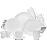 VAN WELL Geschirrset Ronda, 32-teilig", weiß, 32 tlg., Porzellan, Geschirr-Sets, rund, weiß spülmaschinen- und mikrowellengeeignet